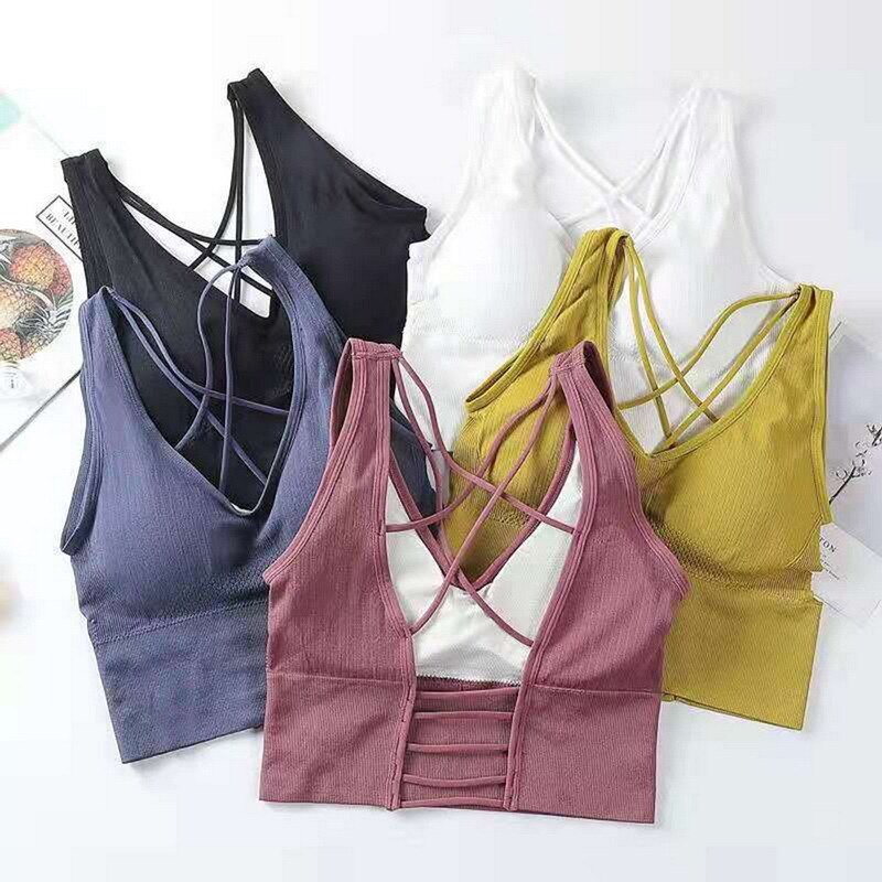 Sujetador deportivo de Yoga para mujer, chaleco acolchado para Fitness, correr, gimnasio, sin aros, transpirable, espalda de belleza,