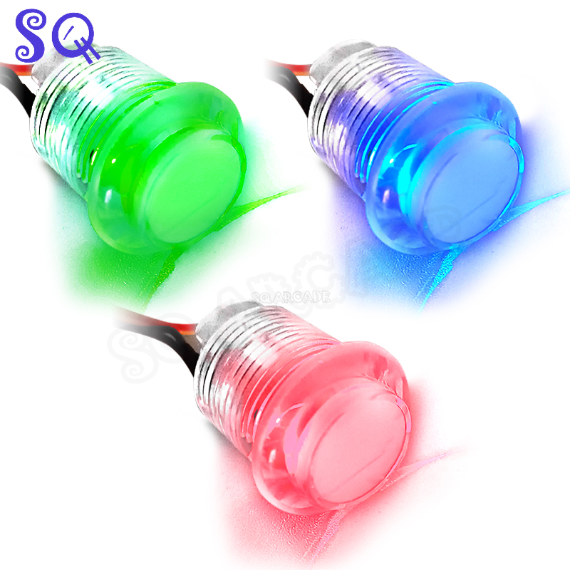 10 stücke Arkade-Spiel Goldleaf RGB beleuchtet 3,3 V Druckknopf 2,8mm für Mutter oder virtuelle Flipper pacled64 oder I-PAC io