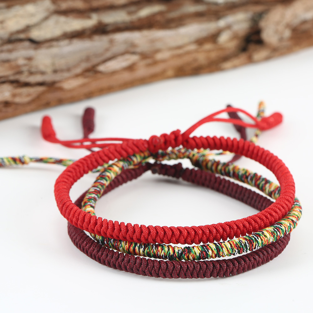 Handgefertigtes Knoten-Seil-Armbinde, tibetisch-buddhistischer Glücksbringer, tibetische Armbänder und Armreifen für Frauen und Männer,: Silber überzogen