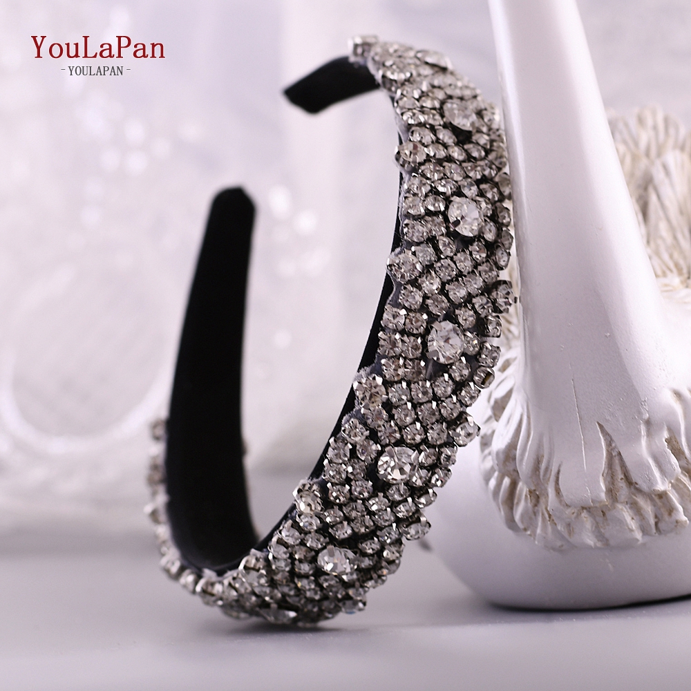 Youlapan S28B-FG Zilveren Bruids Haar Accessoires Strass Bruiloft Haar Wijnstokken Voor Bruid Sliver Diamond Bruiloft Hoofdband: black