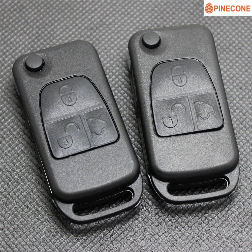 PINECONE for MERCEDES BENZ W140 C E S ML Series Key Case 3 Buttons Uncut HU39 Blade Replace Remote Car Key Fob Shell