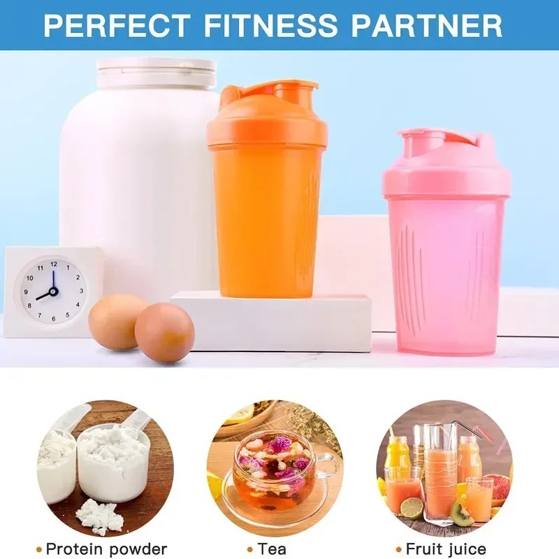 Sports shakerflasker vannkopper myseproteinpulver mikserflaske lekkasjesikker fitness gym shaker utendørs bærbar drikkekopp 400ml
