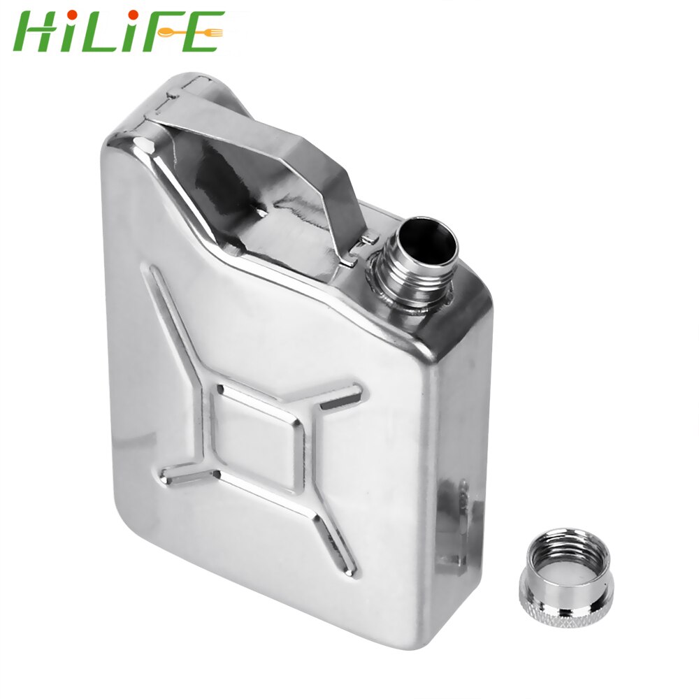 HILIFE Drinkware Hip Flasks Whisky Vodka Bottle Kit Alcohol Wine Container Gasoline Bucket Style 5oz Stainless Steel