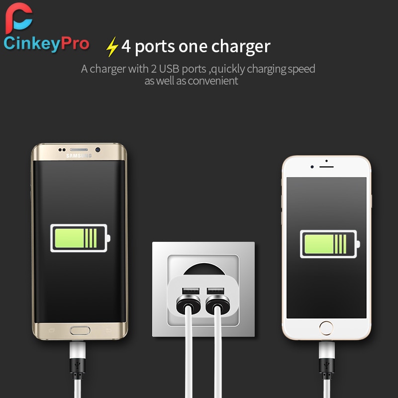 Cinkeypro Usb Oplader Voor Iphone Samsung Android 5V 4A 4-Poorten Mobiele Telefoon Universele Snel Opladen Led Licht muur Adapter