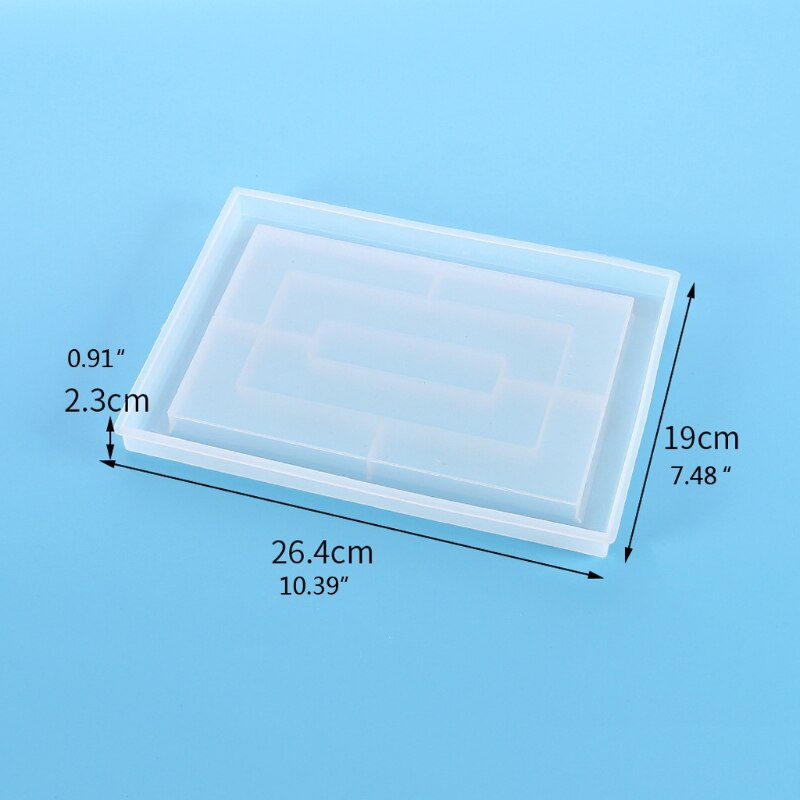 DIY Rectangle Flower Pot Tray Epoxy Resin Mold Large Plate Dinner Dish Tray Mold N1HA