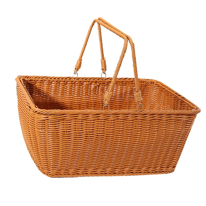 Cesta de vidro modelo de rattan para compras, cesta decorativa para armazenamento de vegetais e piquenique, 1 peça