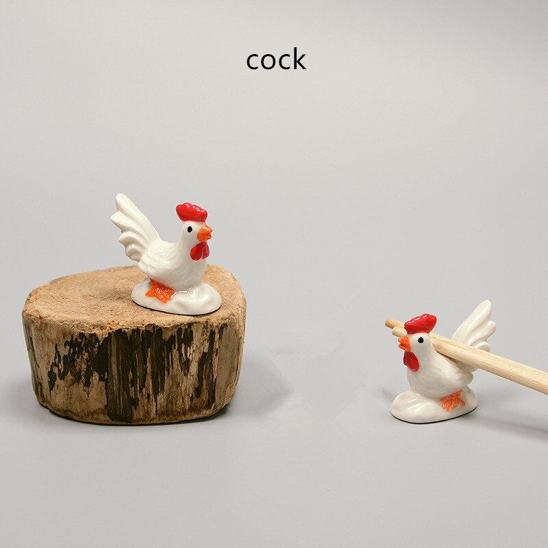 Ceramic Cute Rooster Hen Shaper Chopstick Holder Spoon Rack Chopstick Rest Dining Table Decor Decoration Kitchen Tableware: A