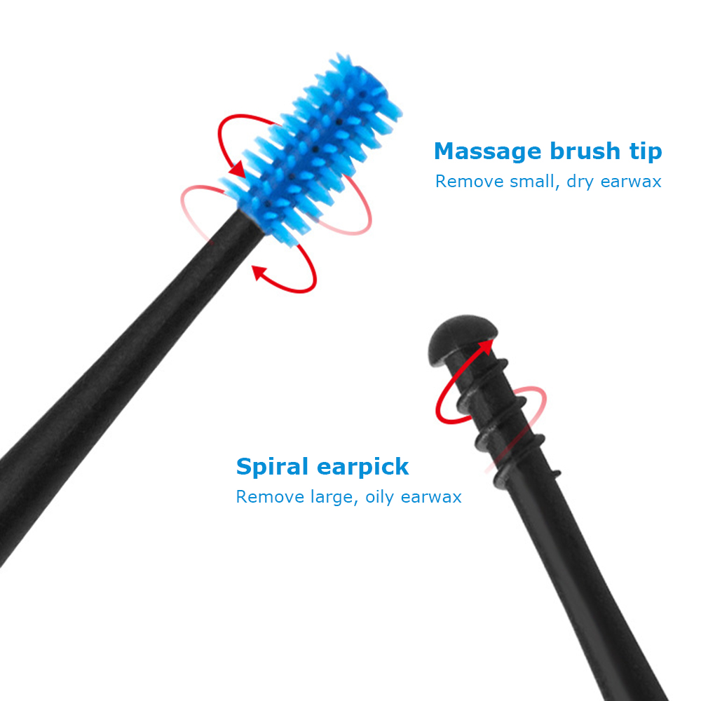 Ear Cleaner Double-sided Earpick Soft Silicone Spiral Rotating Ear Wax Remover Ears Cleaning Massage Tool