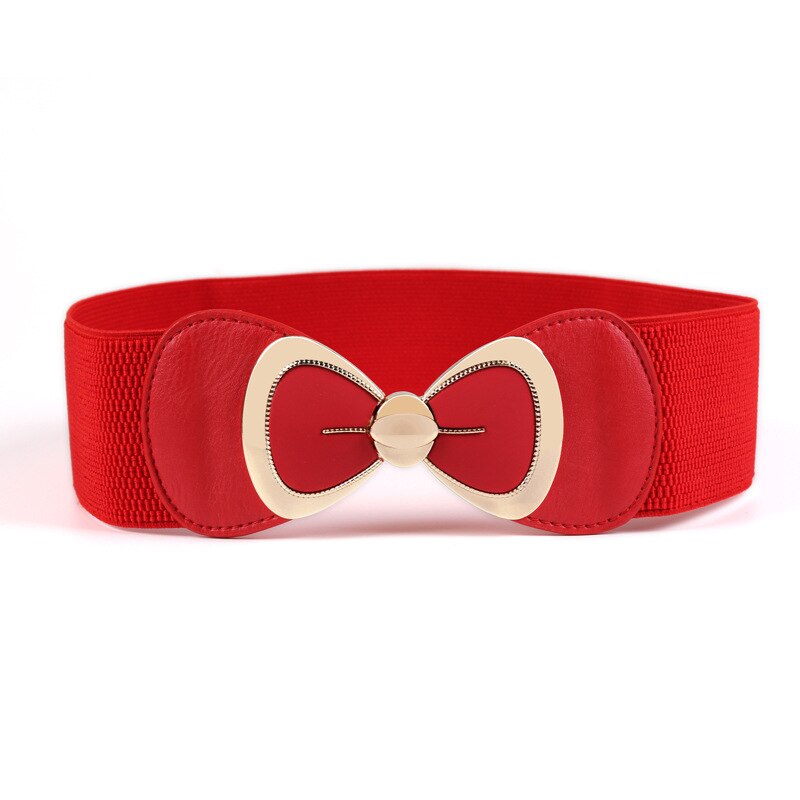 Faja elástica ancha de mariposa grande, cinturón de lazo para mujer, cinturón con hebilla, cinturón de vestir, accesorios Cinch: Rojo