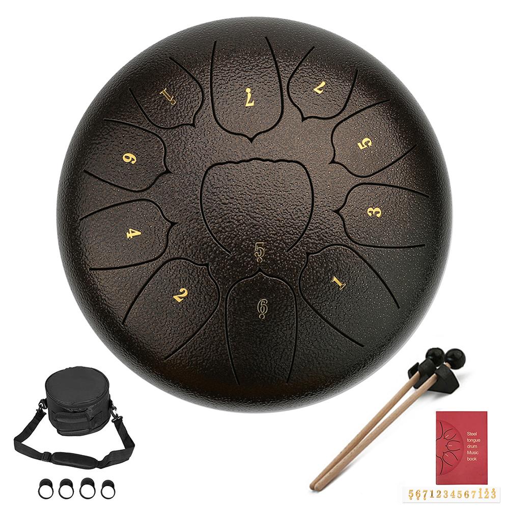 10 tuuman mini rumpu 11 sävy teräs kieli rumpu handpan väline pehmustettu rumpu pussi ja pari mallets soittimia: Santelipuu