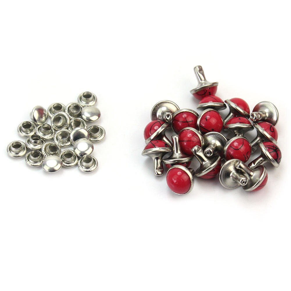 20Pcs Red Resin Stud Metal Punk Klinknagels Voor Schoenen Tassen Kleding Decor Diy Leathercraft Naaien Leveringen Diy Studs