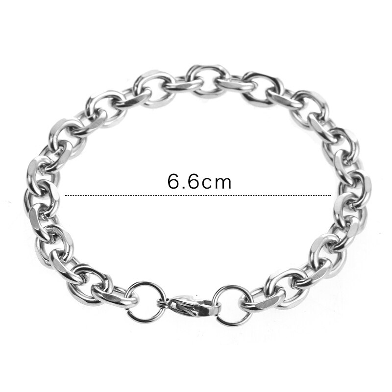 Stainless Steel Chain Bracelets Round Silver Color 18cm\21cm\23cm Long Simple Bracelet For Women Men Jewelry , 1 PC