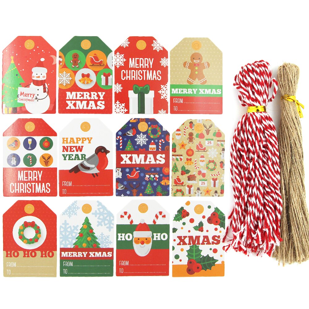 Weihnachten Stichworte Gedruckt Karikatur Kraft Papier Etikett Weihnachten Stichworte Mit Seil Hängen Stichworte Für Party/Heimat Dekoration DIY weihnachten Baum