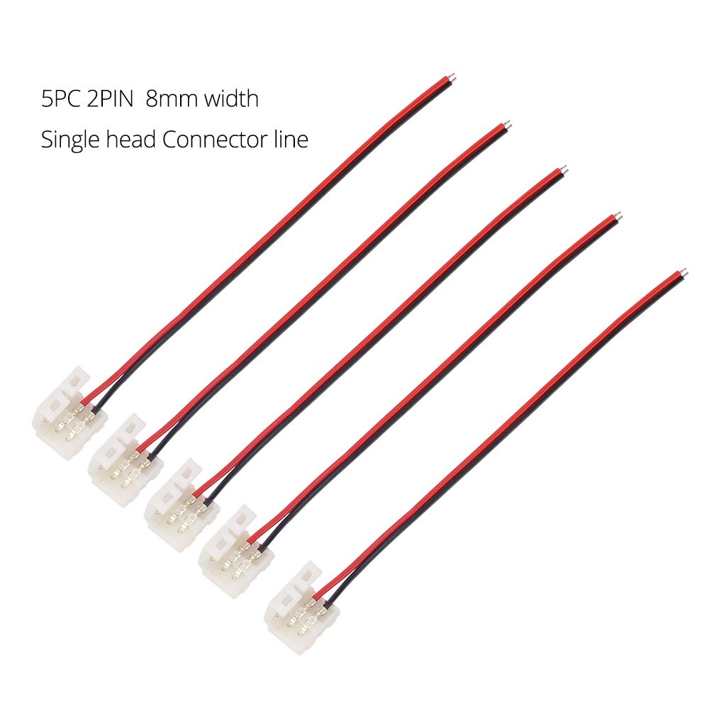 5 stks Gratis solderen 2PIN LED strip Connector 8mm 10mm voor enkele kleur LED strip 5050 5630 5730 2PIN LED Connector DC Connector: Single Head 8mm