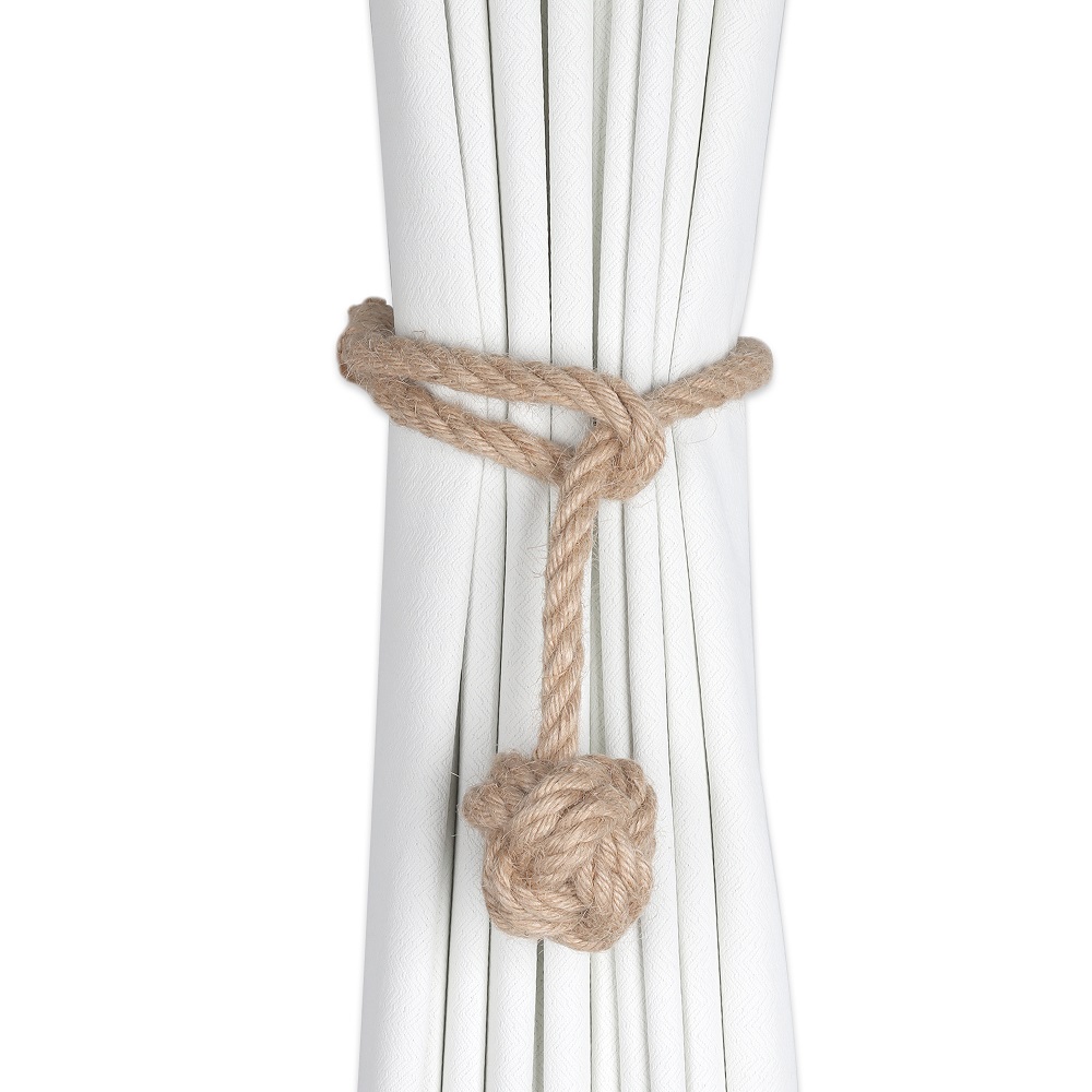 Corbatas de cáñamo con forma de bola, sujetadores de Cortinas Vorhang, Clips de cuerdas hechos a mano de punto, decoraciones para el hogar al aire libre: Blanco
