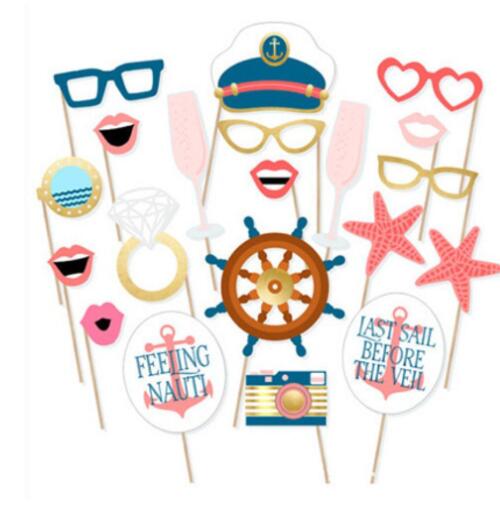 Funny Birthday Photo Booth Props DIY Mr Mrs Wedding Groom Bridal Party Decor Baby Shower Bride To Be Bride Team Shooting Props: 20PCS navy