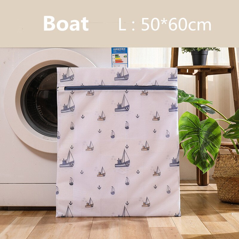 Dirty Laundry Bag for Washing Underwear Clothing Cute Printing Neatening Storage Bra Socks Organizador Folding Laundry Wash Bags: Boat 50-60cm