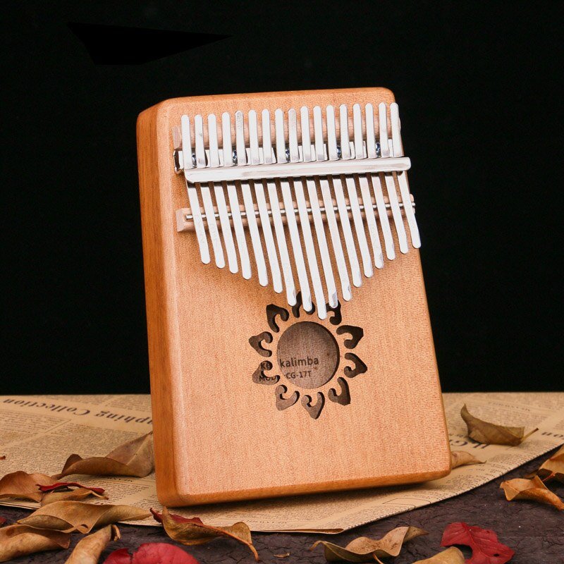 Mbira-instrumento Musical de madera de caoba africana, instrumento de percusión de 17 teclas con dedo, Sanza Mbira Carlimba, fácil de jugar con libro de aprendizaje: E