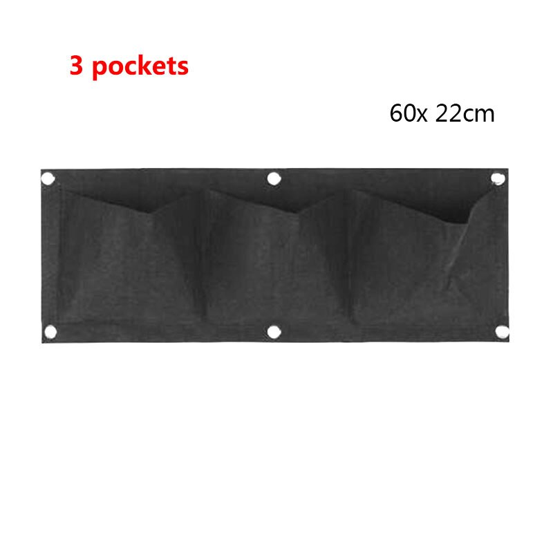 Bolsas de cultivo de jardín Vertical, macetas colgantes de pared para plantas, color verde y negro, suministros de jardinería, T1, 2/4/9 bolsillos: 3pockets 22X60