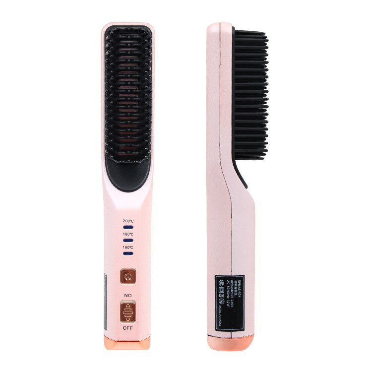Brosse à cheveux sans fil, lisseur, batterie 4000mAh, peigne chauffant, température réglable, outils de coiffure: Rose