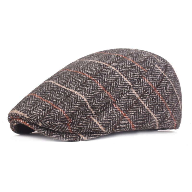 Lente Herfst Mannen Peaky Blinders Cap Krantenverkoper Hoed Winter Baretten Britse Stijl Wol Engels Platte Ivy Classic Vintage Gestreepte Baret: GRAY