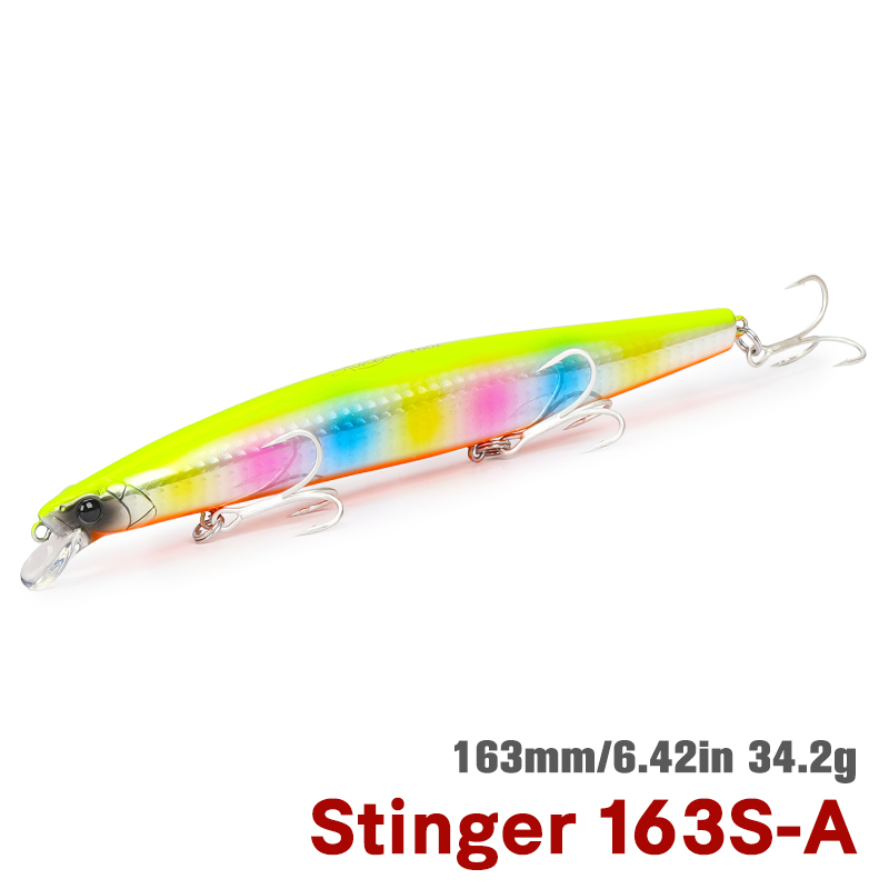 TSURINOYA STINGER 163S Inshore Fishing Sinking Minnow Lure 163mm 34.2g Ocean Beach Fishing Hard Bait For Seabass Flounder Picua: YELLOW
