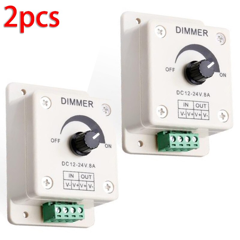 2pcs Manual Knob Switch LED Dimmers 12V-24V 8A PWM Digital Dimming Lighting Part 2*12V-24V 8A Dimmers