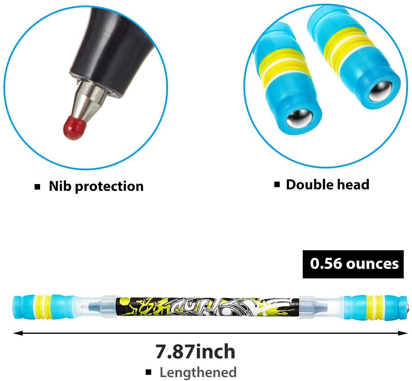 Spinning Pen Rolling Vinger Roterende Pen Non Slip Coated 7.87 Inches Spinning Balpen Met Gewogen Bal Gaming Pennen Nici