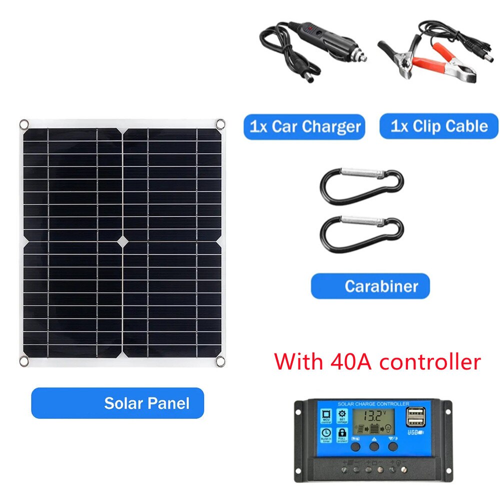 600W Solar Panel Kit 18V USB Charging Solar Cell Board for Phone RV Car PADS Waterproof Outdoor Battery Supply 100A Controll: Solar Panel D