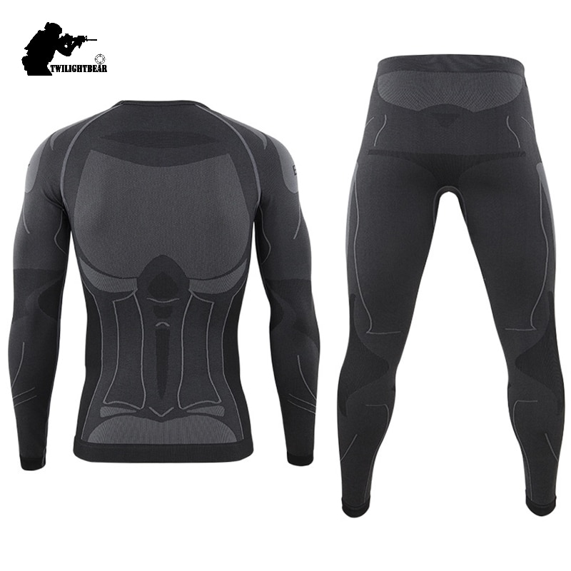 Winter Men's Sport Thermal Underwear Suit Fleece Warm Breathable Outdoor Underwear Set Men Elastic Quick Drying Long Johns BF200