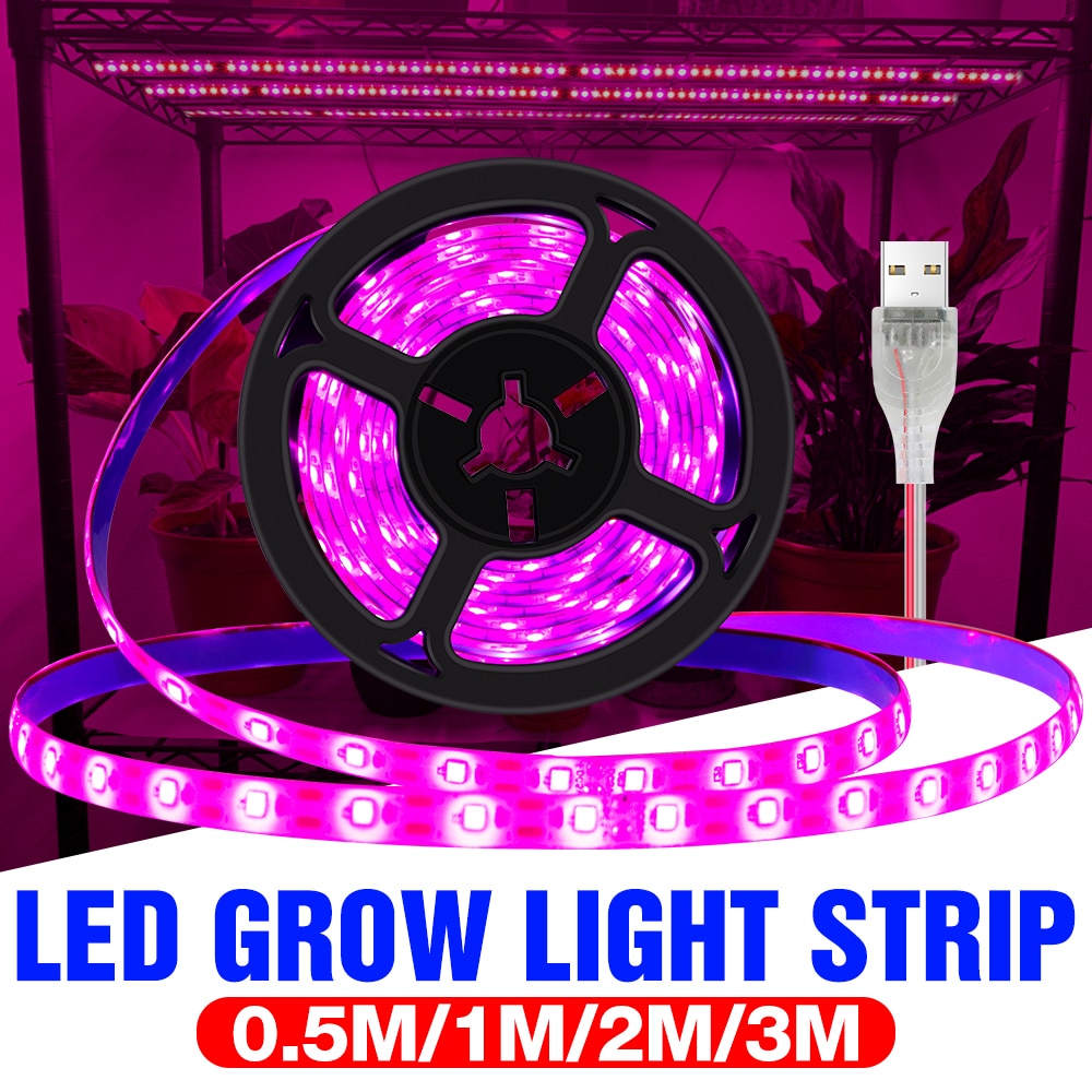 Usb Led Grow Lamp Volledige Spectrum Plant Licht Strip 0.5M 1M 2M 3M Led Phyto Fito lamp Led Lamp Hydrocultuur Tuin Planten Groeien