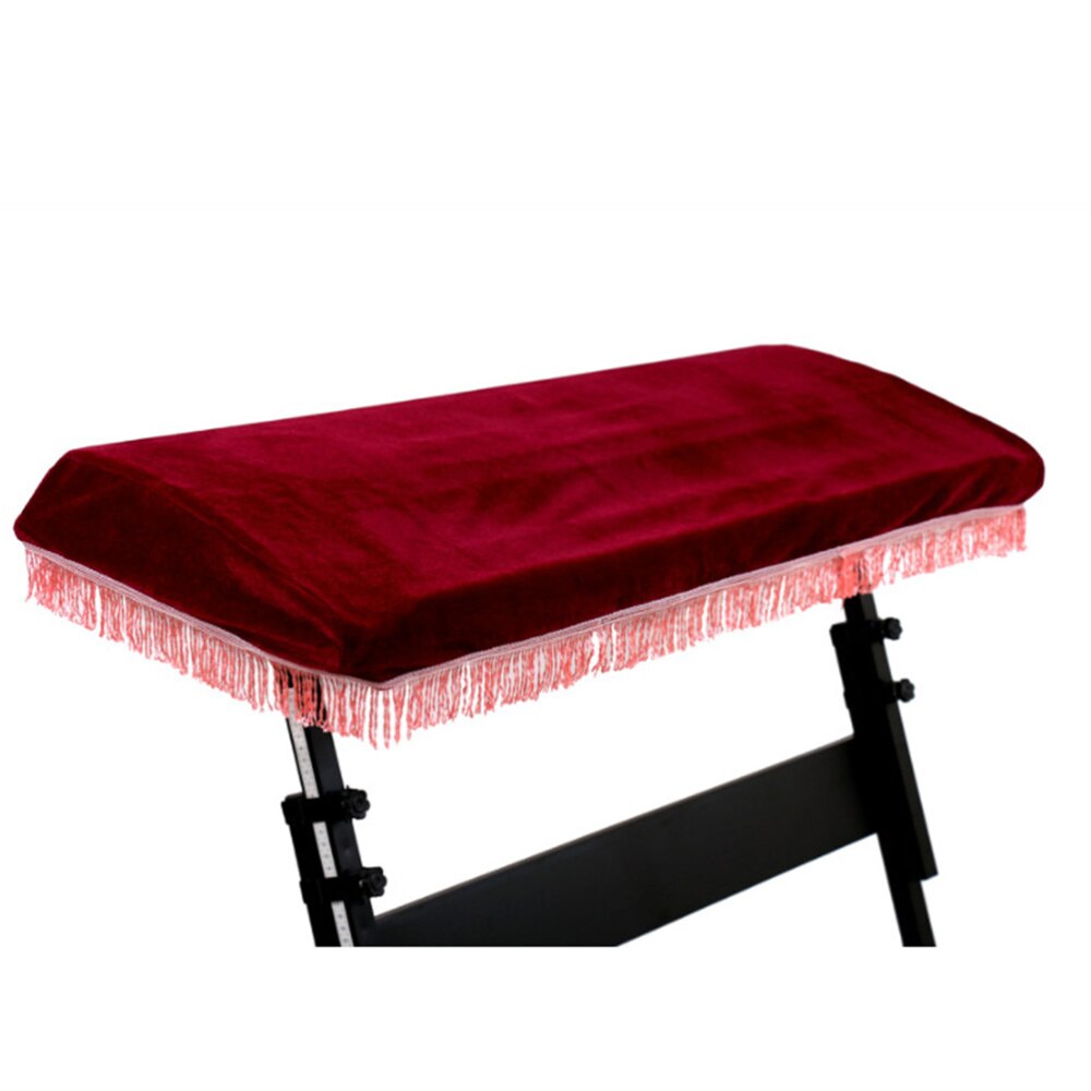 1Pc 61 Key Elektronische Piano Stofkap Met Een Trekkoord Beschermende Voor Piano Toetsenbord (Wijn Rood En Willekeurige kwasten Kleur)