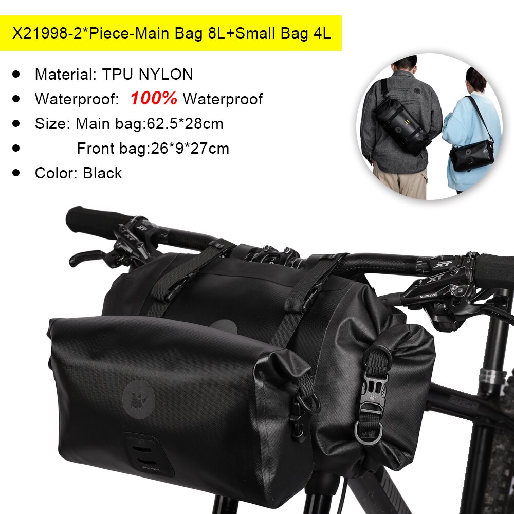 Rhinowalk Neue Fahrrad Tasche Wasserdichte Fahrrad Lenker Tasche Vorderseite Rahmen MTB Große Kapazität Lagerung Rucksack Radfahren Zubehör: X21998 (12L)