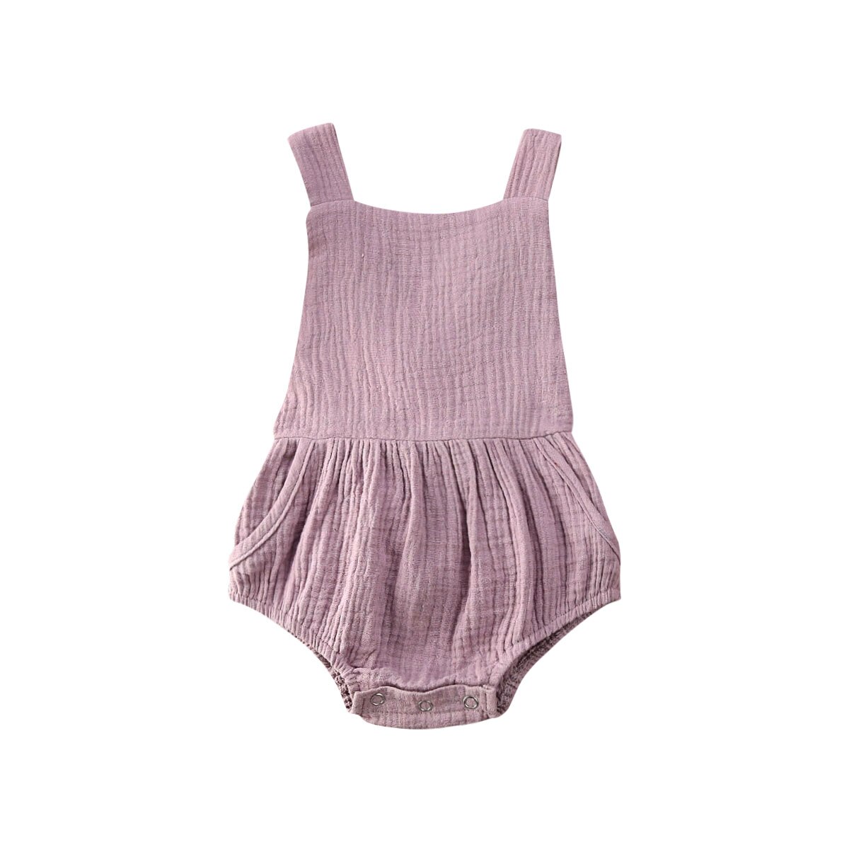 sommer Casaul Nettes Art Baby Bodys Kleinkind Jungen Mädchen Solide Baumwolle Leinen Gesamt Baby Kleidung Lätzchen Hosen freundlicher Outfit: Lila / 6m