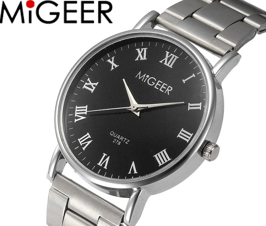 MIGEER Watches Men Stainless Steel Men's Watch Quartz Clock Simple Men's Watches montre homme For Men
