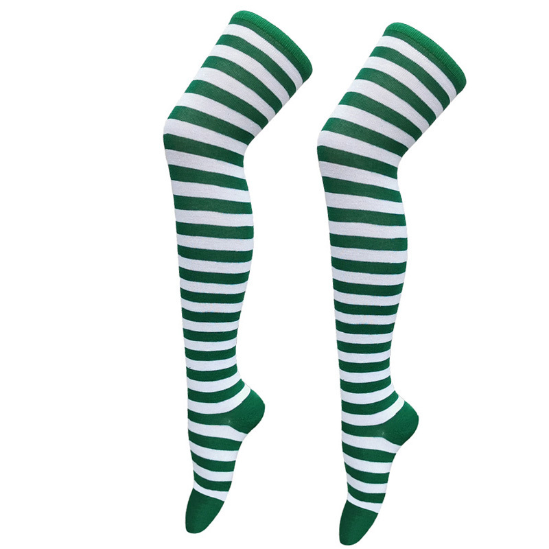 Calze a righe colorate Calzini sopra il ginocchio giapponesi Moda donna Mantieni caldi Soks Calze lunghe sottili sexy Calze a righe bianche nere