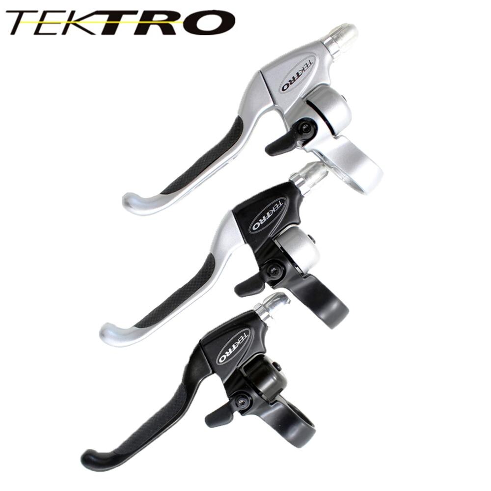 TEKTRO – ensemble de leviers de frein de vélo de route et vtt, argenté et noir, 2 doigts gauche et droit, avec sonnette, convient aux pièces de poignée de 22.2mm, CL530
