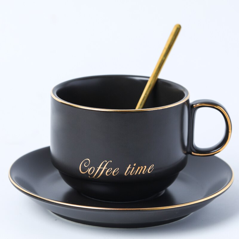 Nordiska kaffekoppset guldkant te kopp och fat porslin kaffemuggar te set tazas de ceramica mate koppar  ac50bd
