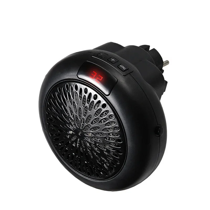 Riscaldatore d'ambiente portatile domestico plug-in riscaldatore d'aria elettrico senza fili 2S riscaldamento rapido ventilatore caldo desktop per il bagno domestico invernale: Black