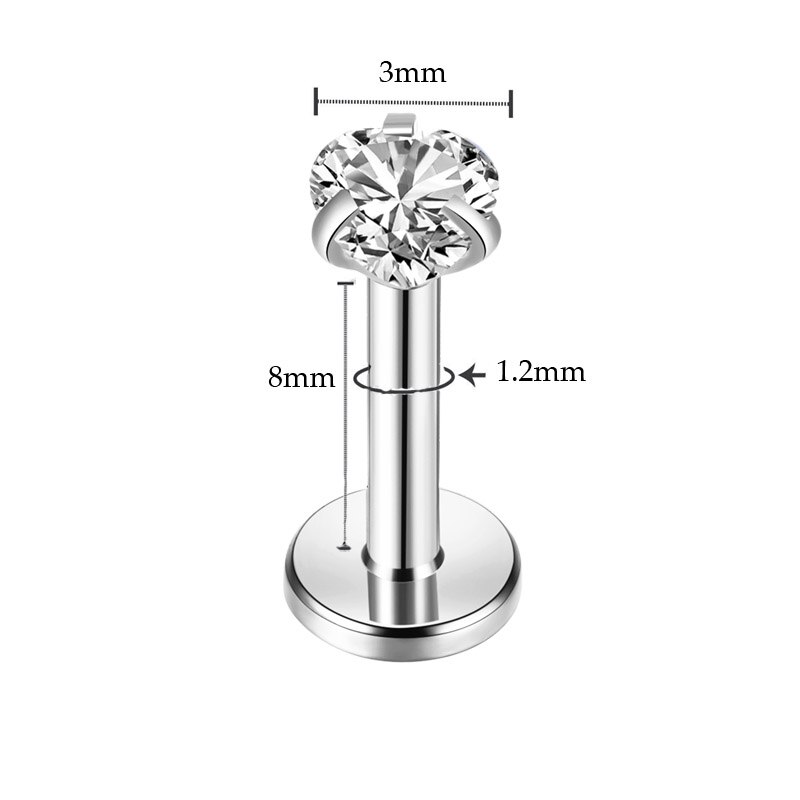 1 stuk Chirurgisch Staal Diverse Kleuren Zirkoon Labret Stud Lip Piercing Oorkraakbeen Tragus Helix Ring Charmant Sieraden