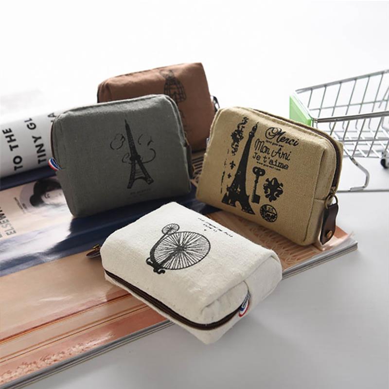 Coin Purses Style Canvas Coin Wallet Child Women Change Purse Lady Portable Small Zipper Key Pouch