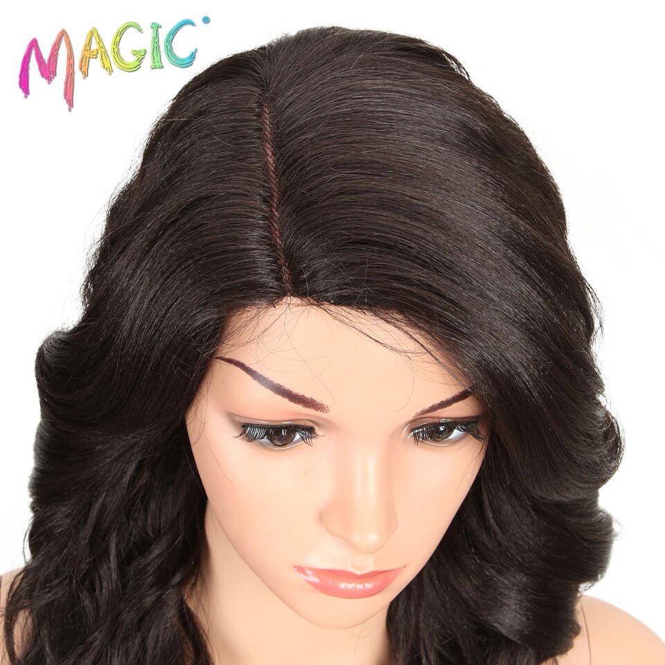 MAGIA Cabelo Sintético Rendas Frente Perucas Para As Mulheres Negras Ondulado Solto Longo 22 "Polegada Afro Peruca Resistente Ao Calor cabelo da fibra