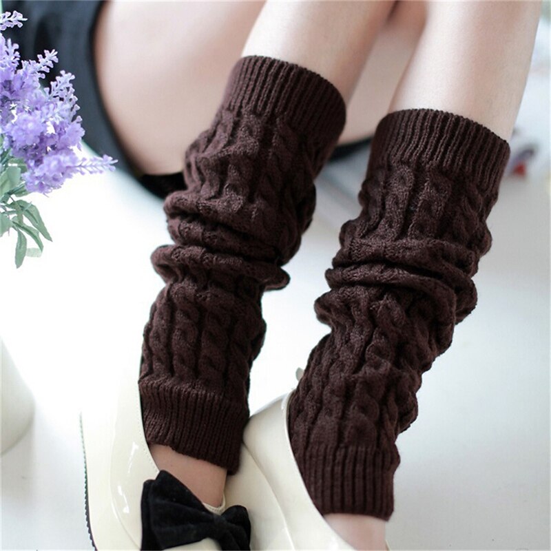 Kvinder vinter varmere ben sokker strikket hæklet 5 farver lange sokker: Kaffe