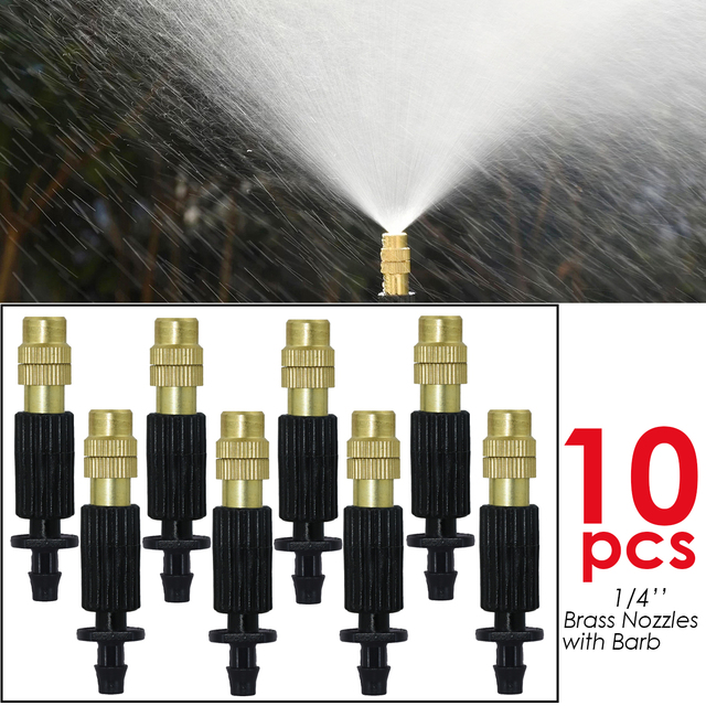 Sprycle 30–50 m Gartenbewässerung, Bewässerungssystem, Tropf-Set, verstellbare Nebeldüsen, automatisches Spray, für den Außenbereich, Hof, Gewächshaus: Brown