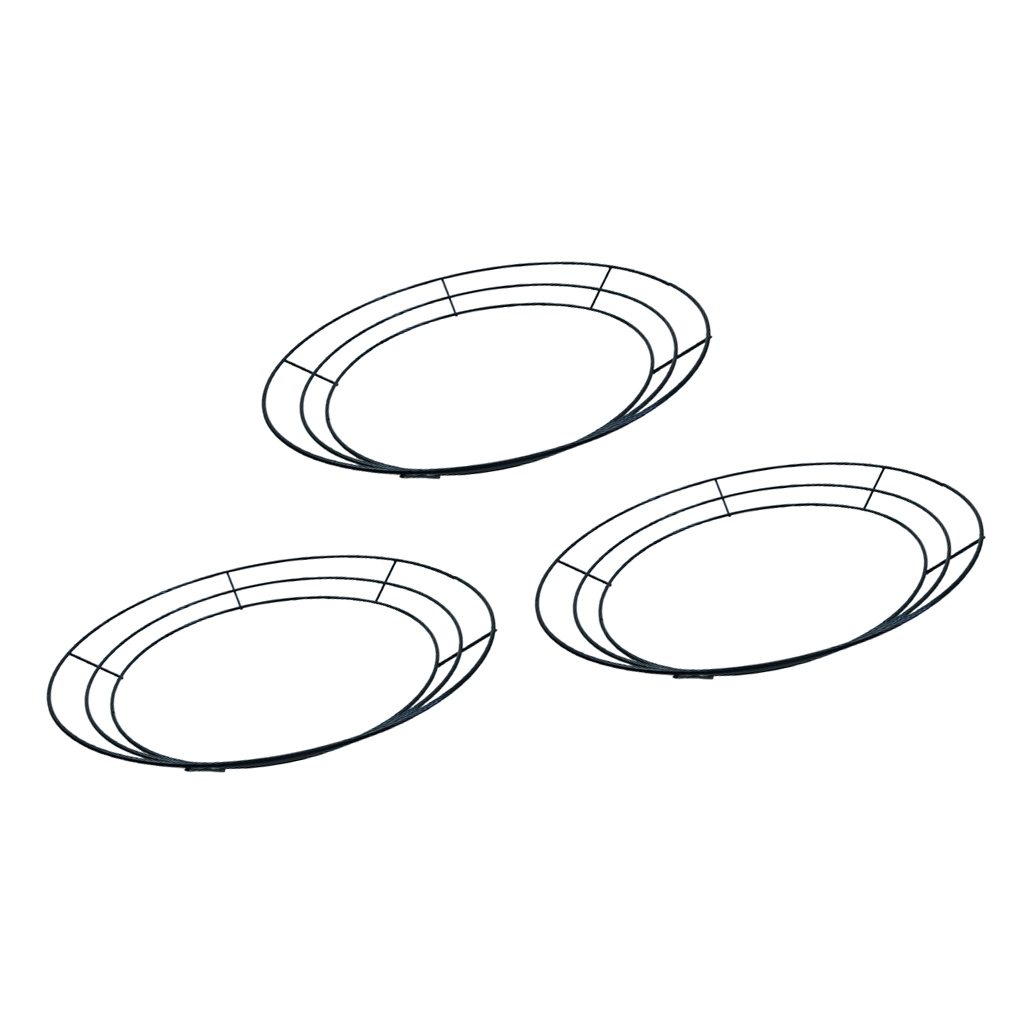 3-Pack Round Metal Wire Wreath Frame Form Hanger - Succulent Pot Metal Hanging Planter Plant Basket Holder - 35cm / 14inch