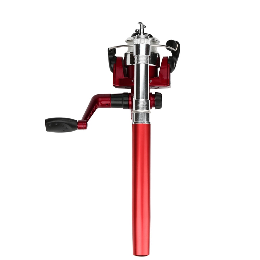 Fishing Rod Mini Portable Pocket Fish Pen Shape Aluminum Alloy Fishing Rod Pole Wheel Portable Fishing Rod Set #33