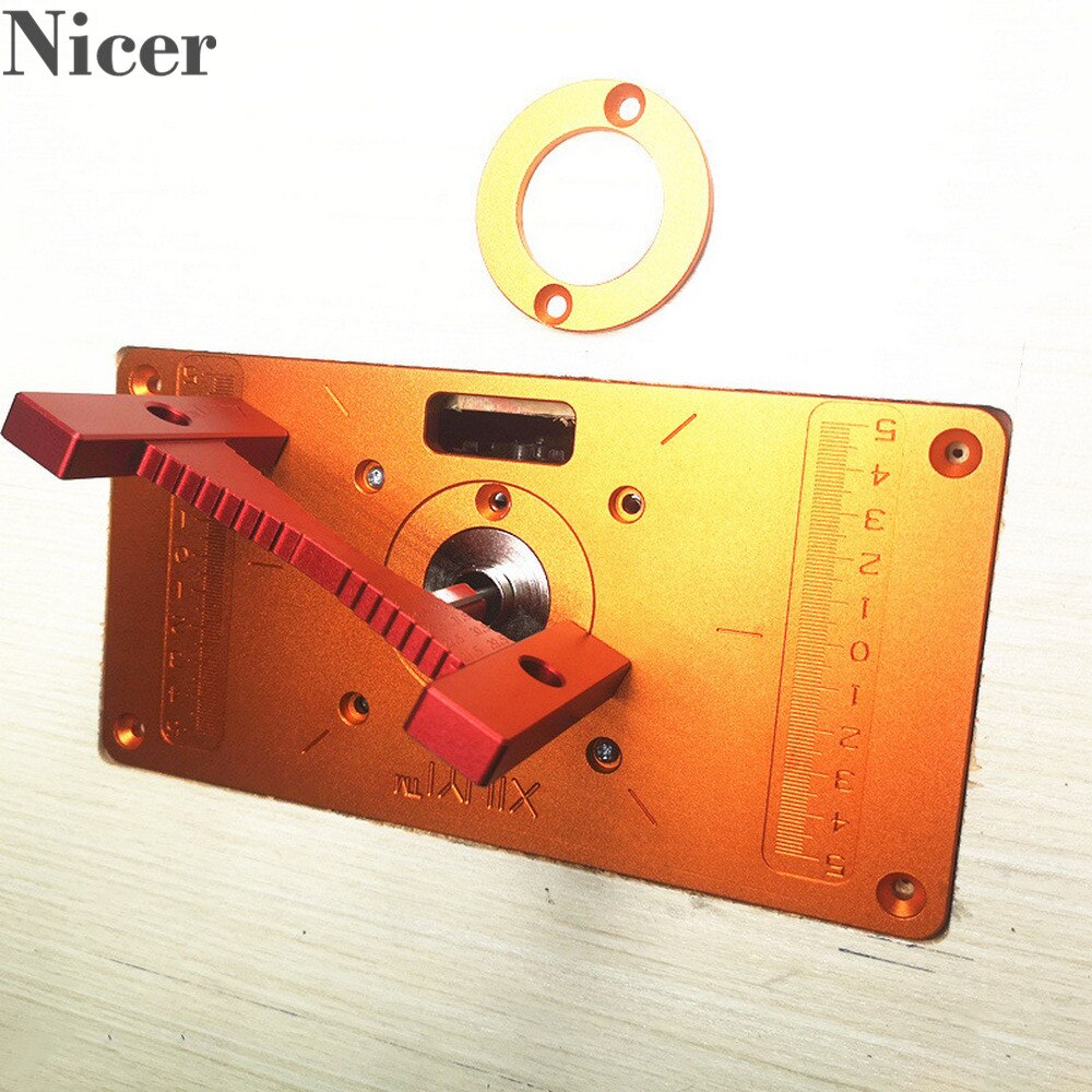 Aluminum Alloy Router Table Insert Plate With Bushing Ring Screw Trimming Machine Flip Plate For Woodworking Benches Trimmer