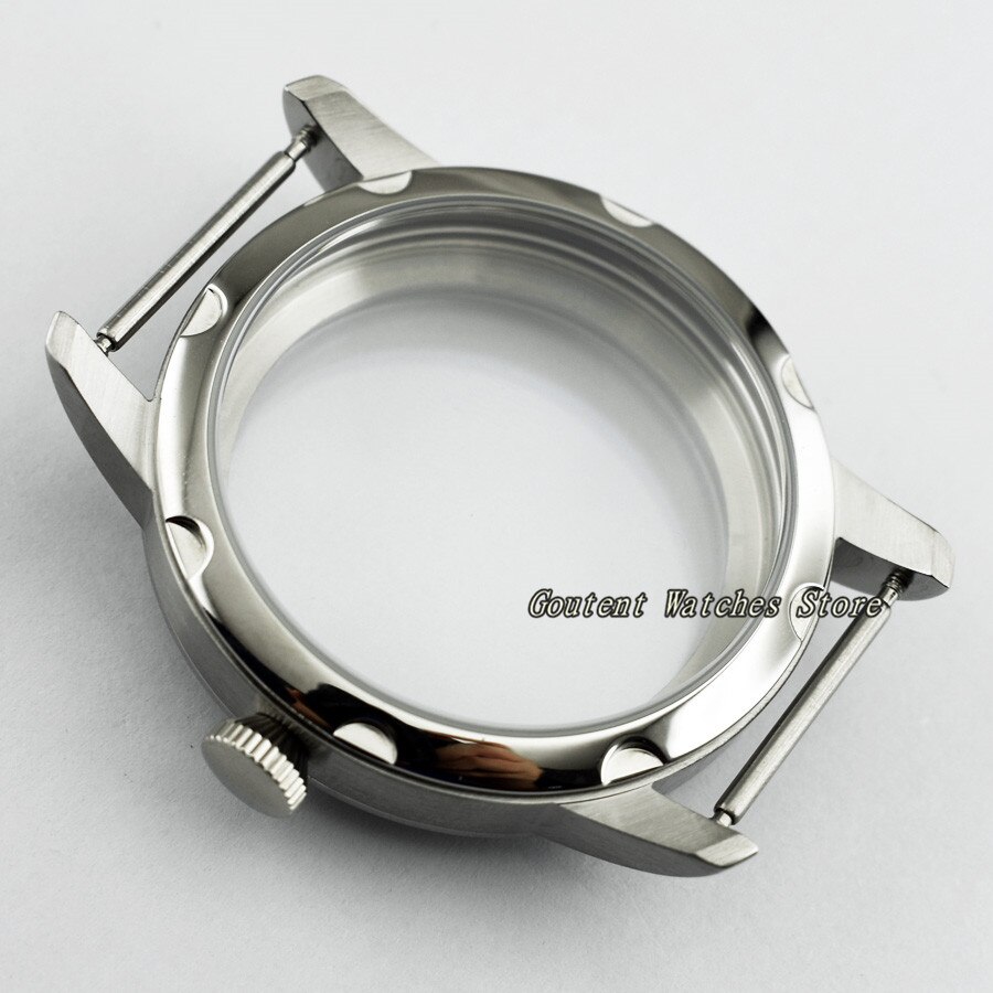 44mm Sterile 316L Steel Watch Case Wristwatch Shell Fit ETA 6497/6498 Seagull ST36 Movement