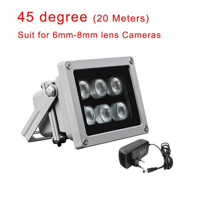 Cdycam Infrared Light 6 Strong LED Night Vision Range 45/60 Degree 850nm Aluminium Illuminator lamp for Security CCTV IP Camera: LED6-45D-12V2A