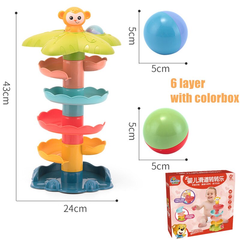 Baby Colorful Slide Balls Sound Juguetes bambini regali di compleanno di natale doccia bagno nuoto giocattoli d&#39;acqua per bambini educativi: 6 layer-withbox